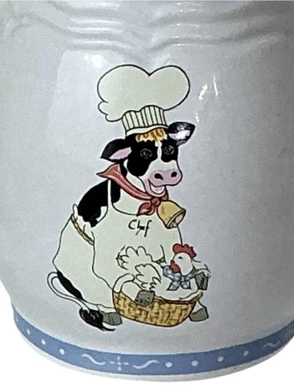 Vintage Cow Chef Salt Pepper Shakers White Mauve Pink & Blue 1880’s Collectible